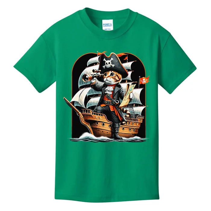 Funny Cat Pirate Cat Adventure Kids T-Shirt