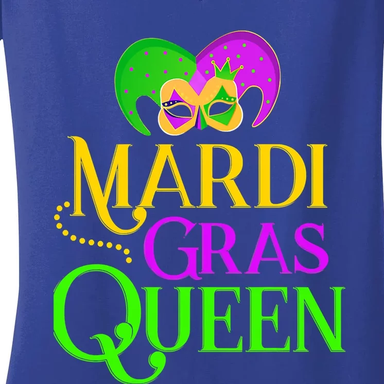 Funny Carnival Party Confetti Outfit Mardi Gras Queen Crow Gift Women's V-Neck T-Shirt