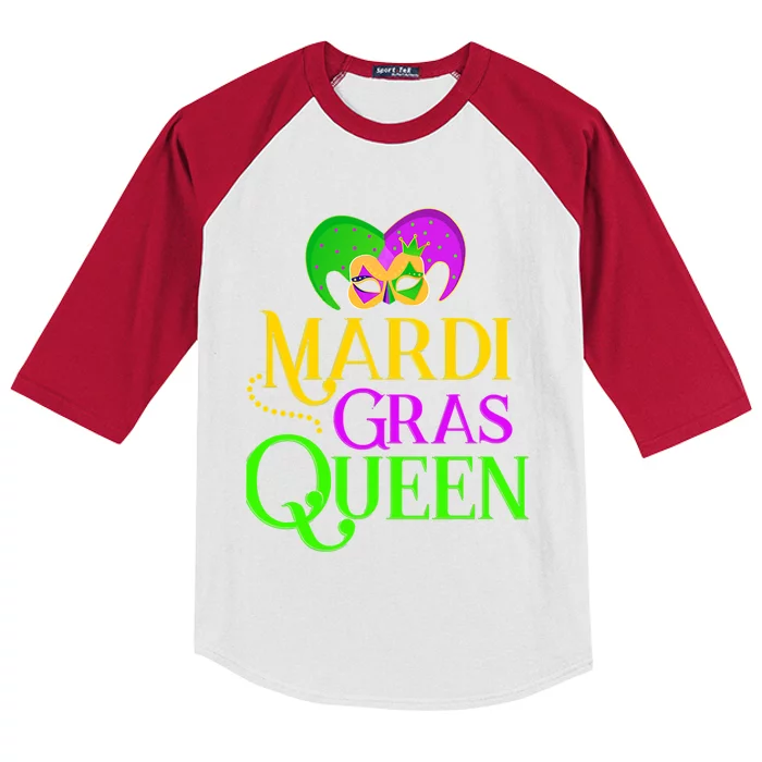 Funny Carnival Party Confetti Outfit Mardi Gras Queen Crow Gift Kids Colorblock Raglan Jersey