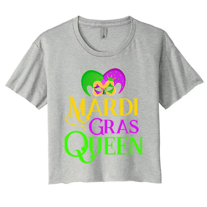 Funny Carnival Party Confetti Outfit Mardi Gras Queen Crow Gift Women's Crop Top Tee