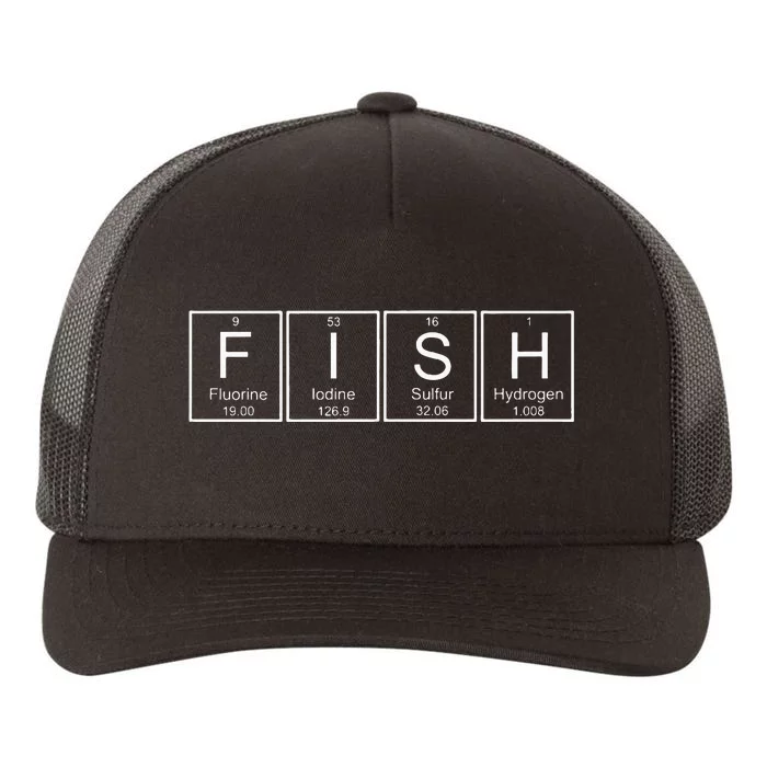 Fish Chemistry Periodic Table Funny Science Bass Fishing Yupoong Adult 5-Panel Trucker Hat