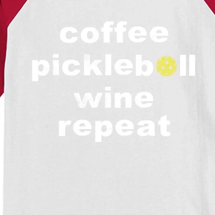 Funny Coffee Pickleball Wine Repeat Dinker Er Gift Kids Colorblock Raglan Jersey