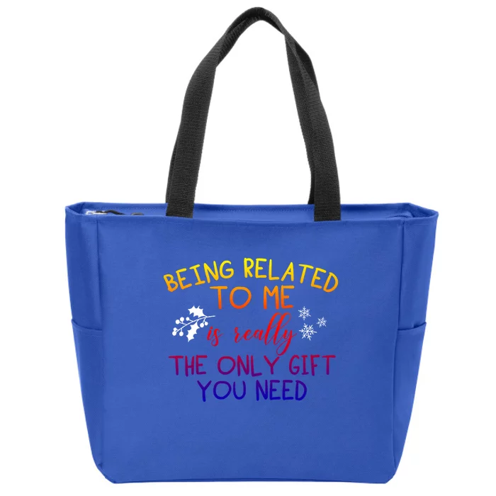 Funny Christmas Pajama Being Related To Me Is The Only Gift Zip Tote Bag