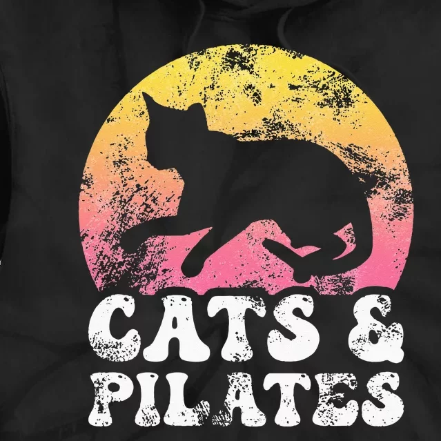 Funny Cats & Pilates Vintage Retro Hobby Tie Dye Hoodie