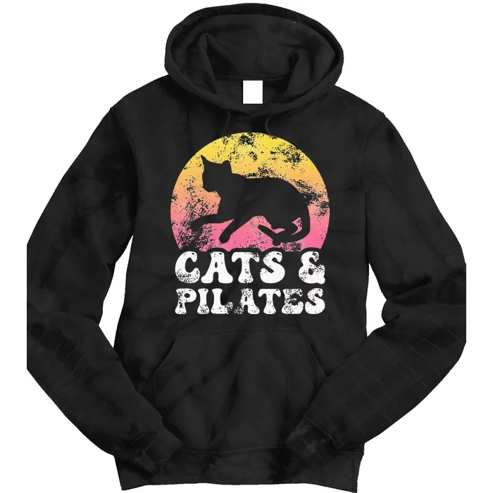 Funny Cats & Pilates Vintage Retro Hobby Tie Dye Hoodie