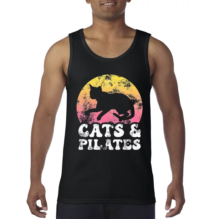 Funny Cats & Pilates Vintage Retro Hobby Tank Top