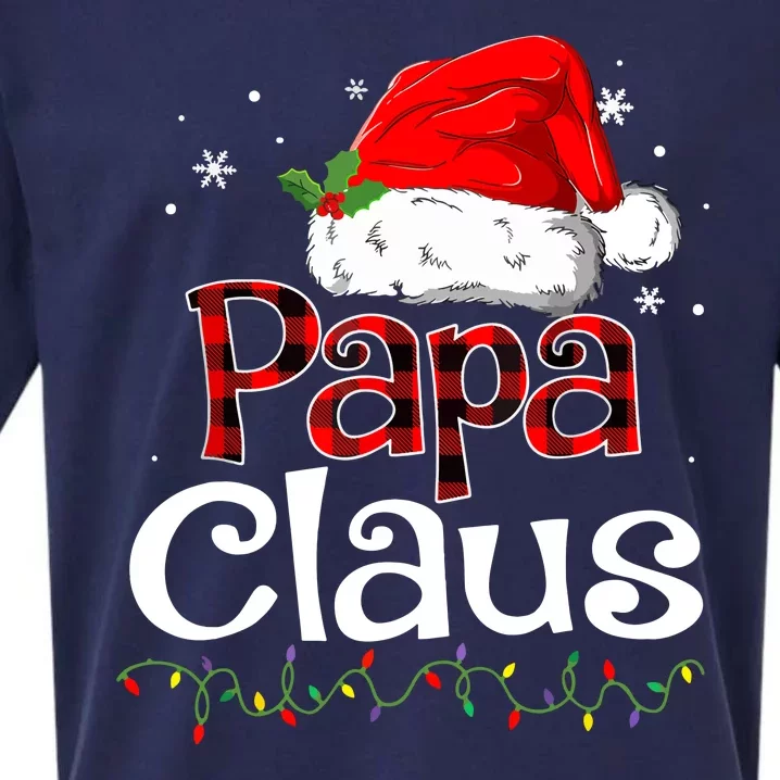 Funny Christmas Papa Claus Santa Pajama Matching Family Gift Sueded Cloud Jersey T-Shirt