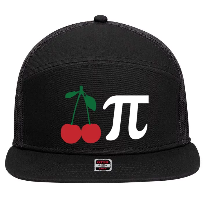 Funny Cherry Pi Day March 14 Math Lover Science Teacher Gift 7 Panel Mesh Trucker Snapback Hat