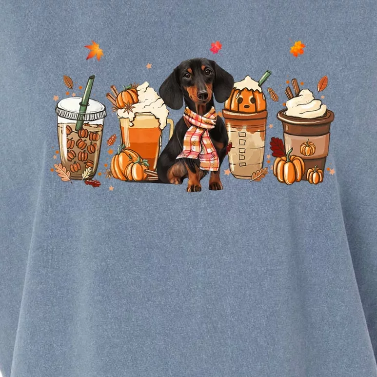 Fall Coffee Pumpkin Spice Latte Iced Autumn Dachshund Cute Gift Garment-Dyed Women's Muscle Tee