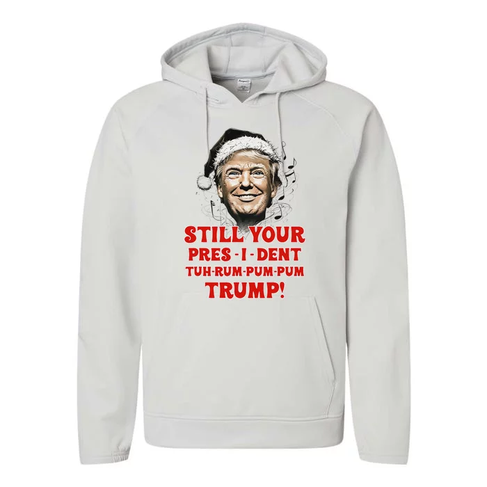 Funny Christmas President Trump Pajamas Ugly Christmas Performance Fleece Hoodie