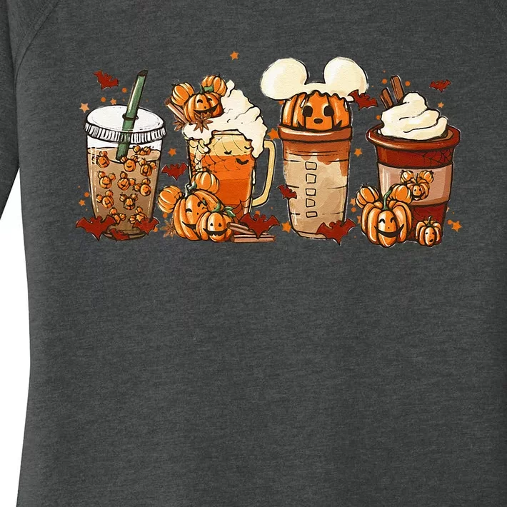 Fall Coffee Pumpkin Spice Latte Iced Warm Cozy Autumn Orange Women's Perfect Tri Tunic Long Sleeve Shirt