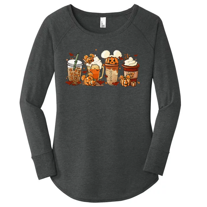 Fall Coffee Pumpkin Spice Latte Iced Warm Cozy Autumn Orange Women's Perfect Tri Tunic Long Sleeve Shirt