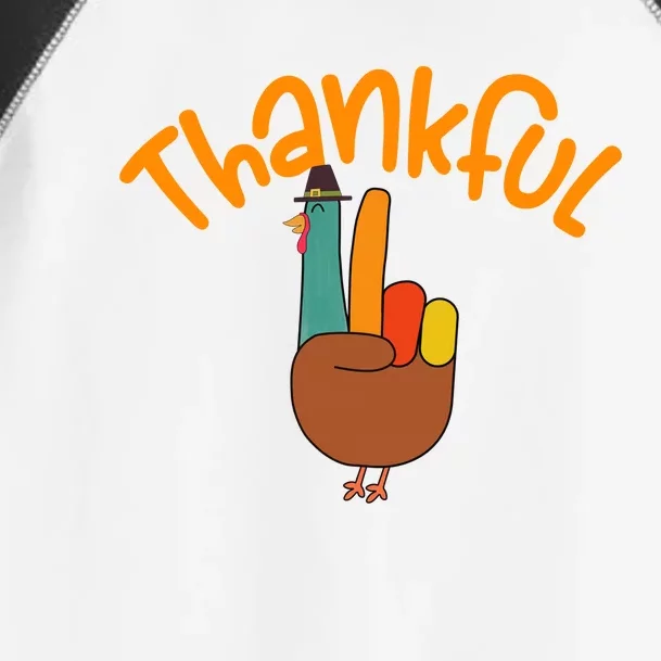 Funny Cute Peace Hand Sign Thankful Turkey Thanksgiving Toddler Fine Jersey T-Shirt