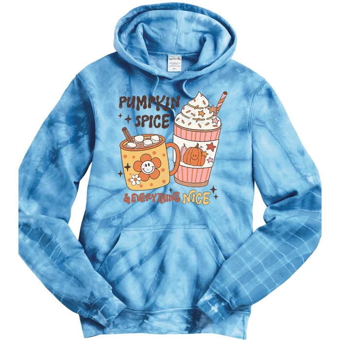 Fall Coffee Pumpkin Spice Latte Iced Warm Cozy Autumn Orange Tie Dye Hoodie