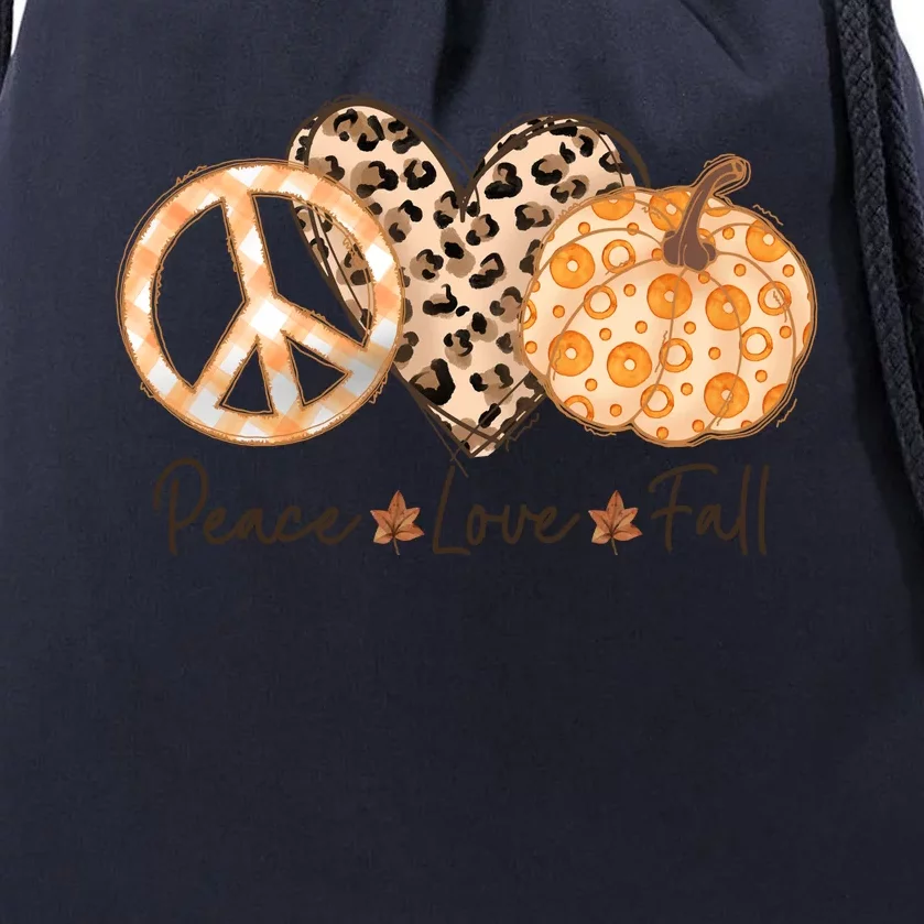 Funny Cute Peace Love Fall Autumn Lover Pumpkins Halloween Thanksgiving Drawstring Bag