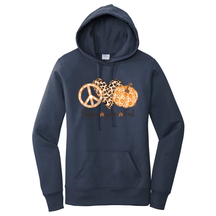 Funny Cute Peace Love Fall Autumn Lover Pumpkins Halloween Thanksgiving Women's Pullover Hoodie