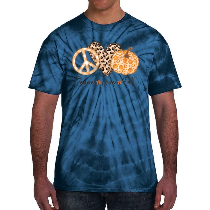 Funny Cute Peace Love Fall Autumn Lover Pumpkins Halloween Thanksgiving Tie-Dye T-Shirt