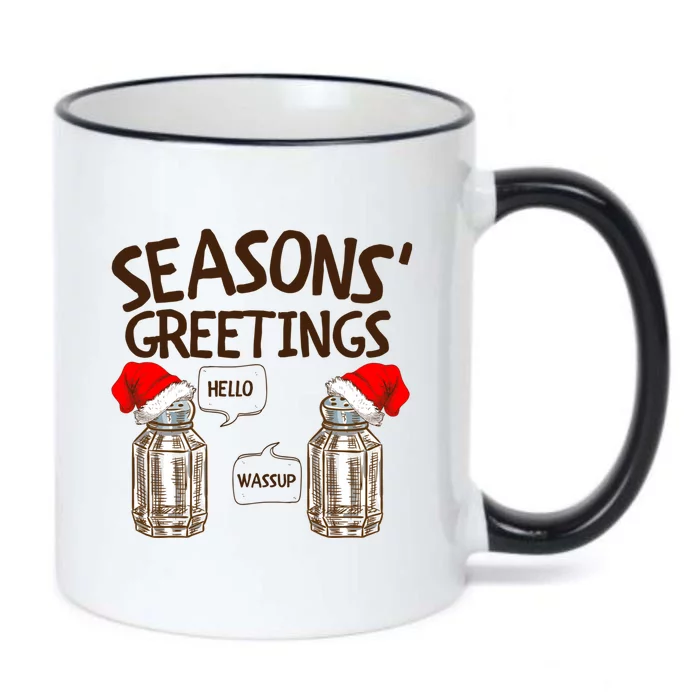 Funny Christmas Pun Gift Seasons Greetings Gift Black Color Changing Mug