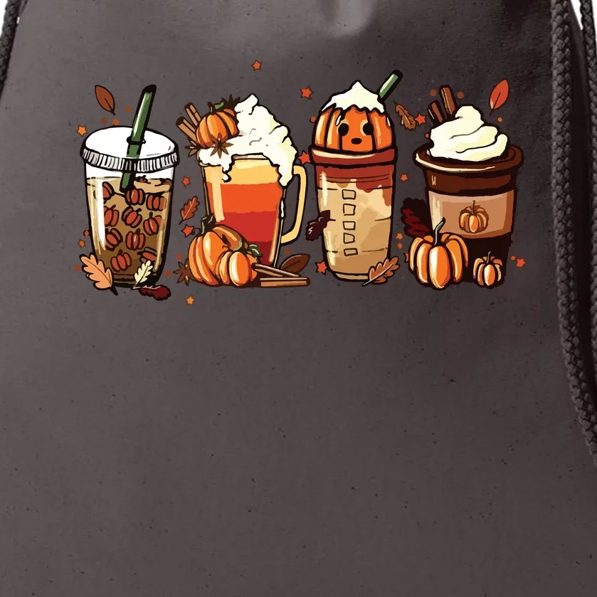 Fall Coffee Pumpkin Coffee Latte Halloween Drawstring Bag