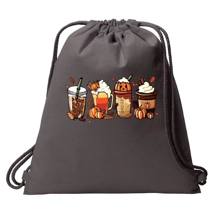 Fall Coffee Pumpkin Coffee Latte Halloween Drawstring Bag