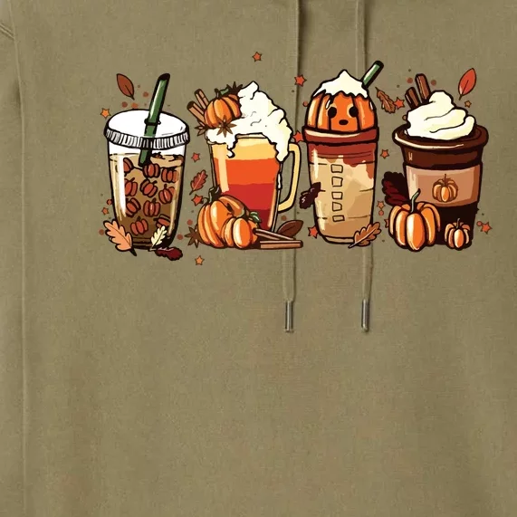 Fall Coffee Pumpkin Coffee Latte Halloween Premium Hoodie