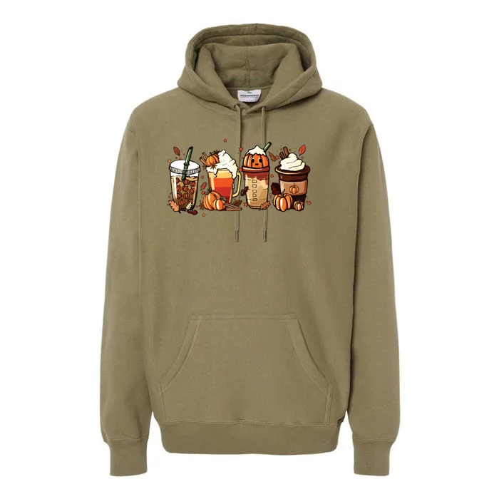 Fall Coffee Pumpkin Coffee Latte Halloween Premium Hoodie