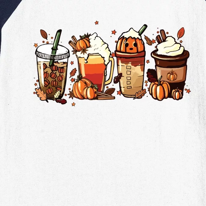 Fall Coffee Pumpkin Coffee Latte Halloween Baseball Sleeve Shirt