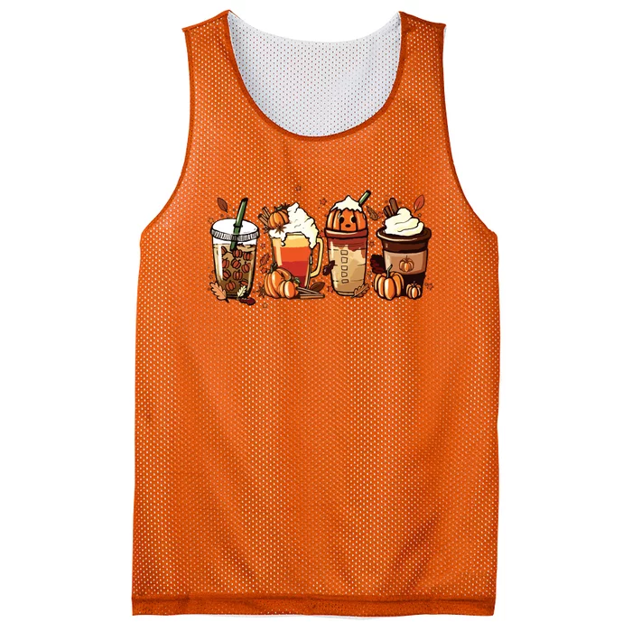 Fall Coffee Pumpkin Coffee Latte Halloween Mesh Reversible Basketball Jersey Tank