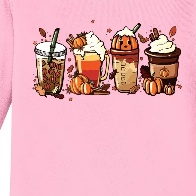 Fall Coffee Pumpkin Coffee Latte Halloween Baby Long Sleeve Bodysuit