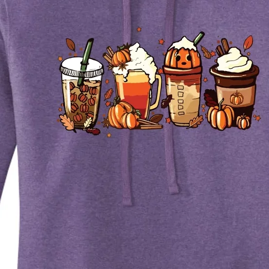 Fall Coffee Pumpkin Coffee Latte Halloween Women's Pullover Hoodie