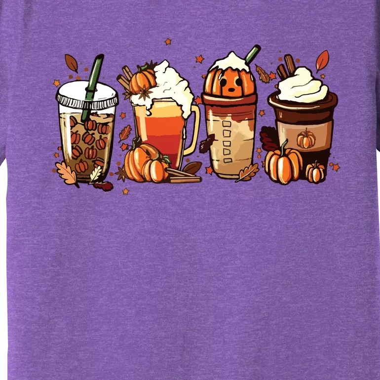 Fall Coffee Pumpkin Coffee Latte Halloween Premium T-Shirt