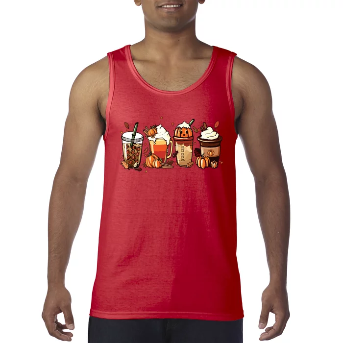 Fall Coffee Pumpkin Coffee Latte Halloween Tank Top