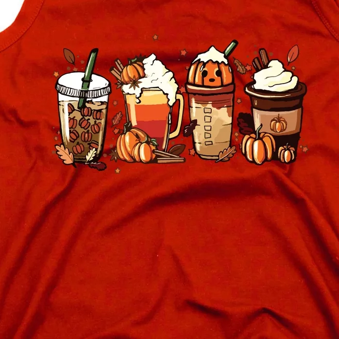 Fall Coffee Pumpkin Coffee Latte Halloween Tank Top