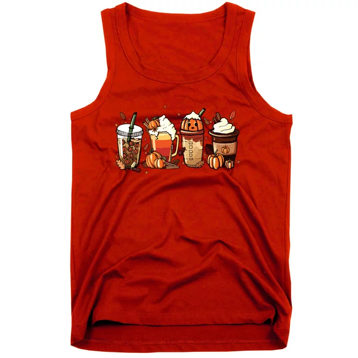 Fall Coffee Pumpkin Coffee Latte Halloween Tank Top