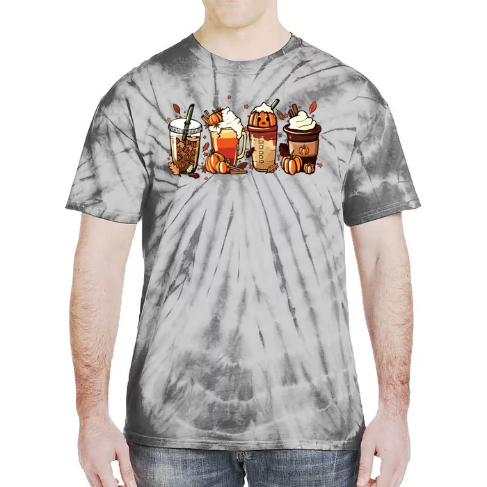 Fall Coffee Pumpkin Coffee Latte Halloween Tie-Dye T-Shirt