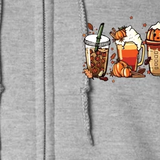 Fall Coffee Pumpkin Coffee Latte Halloween Full Zip Hoodie