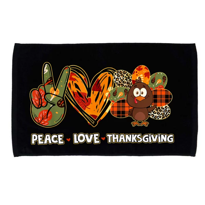 Funny Cute Peace Love Thanksgiving Gobble Turkey Thanksgiving T Microfiber Hand Towel