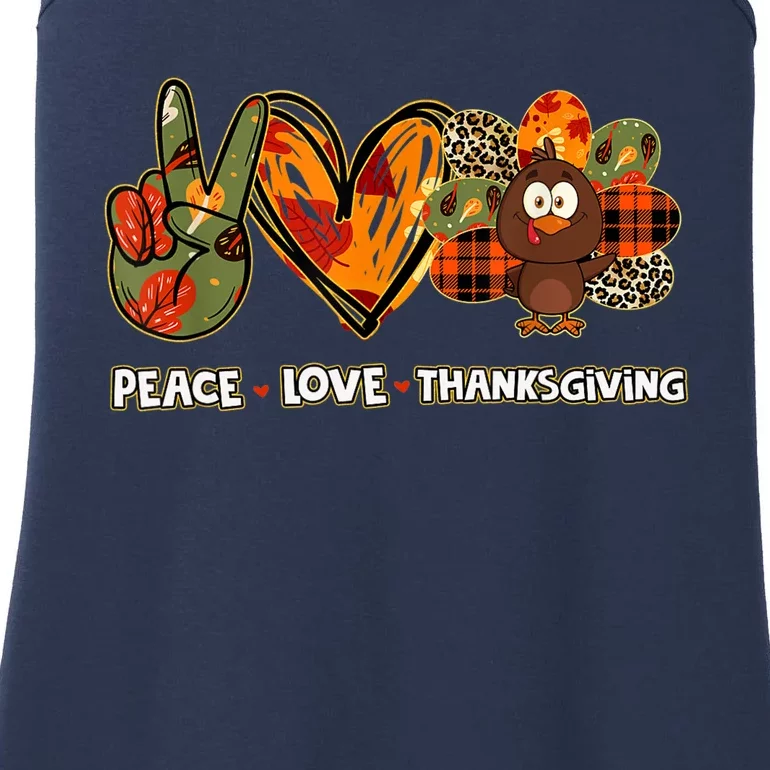 Funny Cute Peace Love Thanksgiving Gobble Turkey Thanksgiving T Ladies Essential Tank