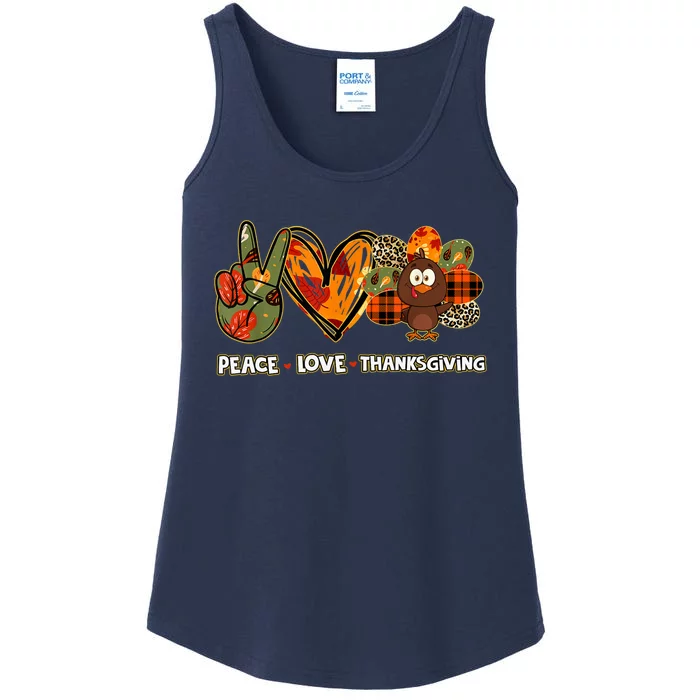 Funny Cute Peace Love Thanksgiving Gobble Turkey Thanksgiving T Ladies Essential Tank