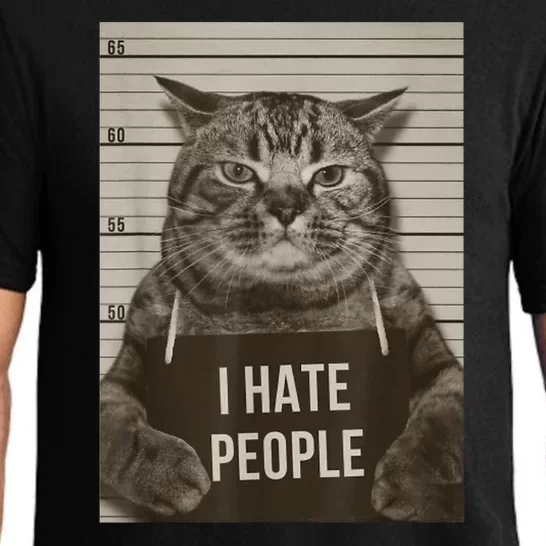 Funny Cat Police Mugshot I Hate People Pajama Set