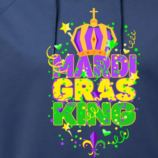 Funny Carnival Party Confetti Outfit Mardi Gras King Crown Performance Fleece Hoodie