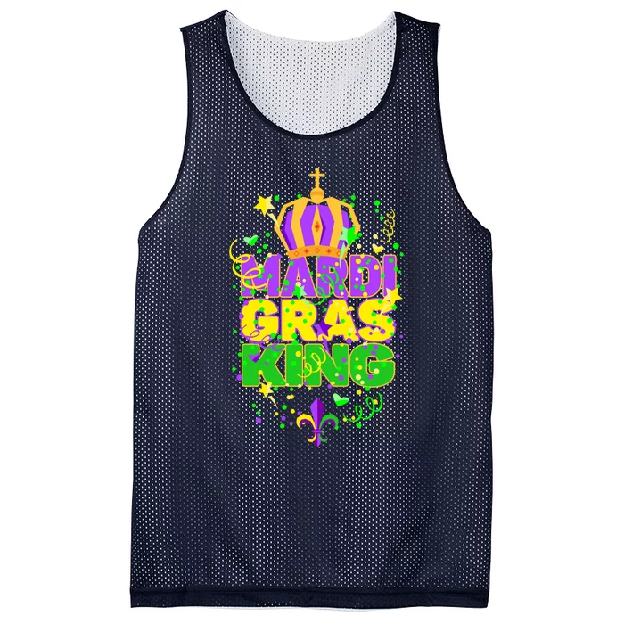 Funny Carnival Party Confetti Outfit Mardi Gras King Crown Mesh Reversible Basketball Jersey Tank