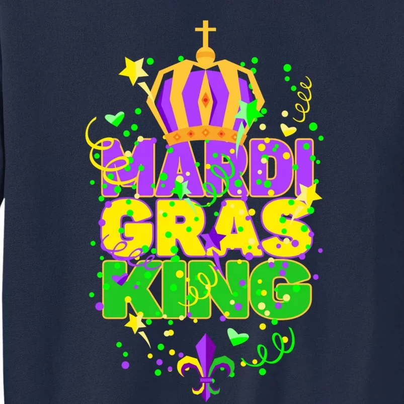 Funny Carnival Party Confetti Outfit Mardi Gras King Crown Tall Sweatshirt