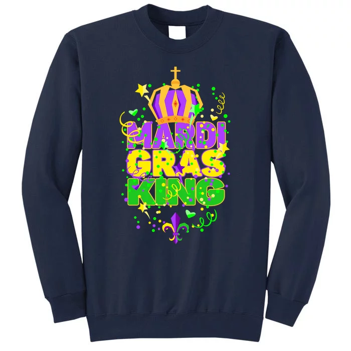 Funny Carnival Party Confetti Outfit Mardi Gras King Crown Tall Sweatshirt