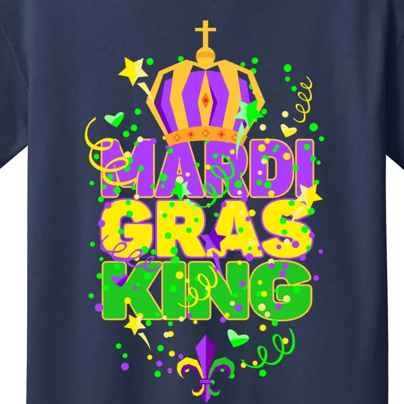 Funny Carnival Party Confetti Outfit Mardi Gras King Crown Kids T-Shirt