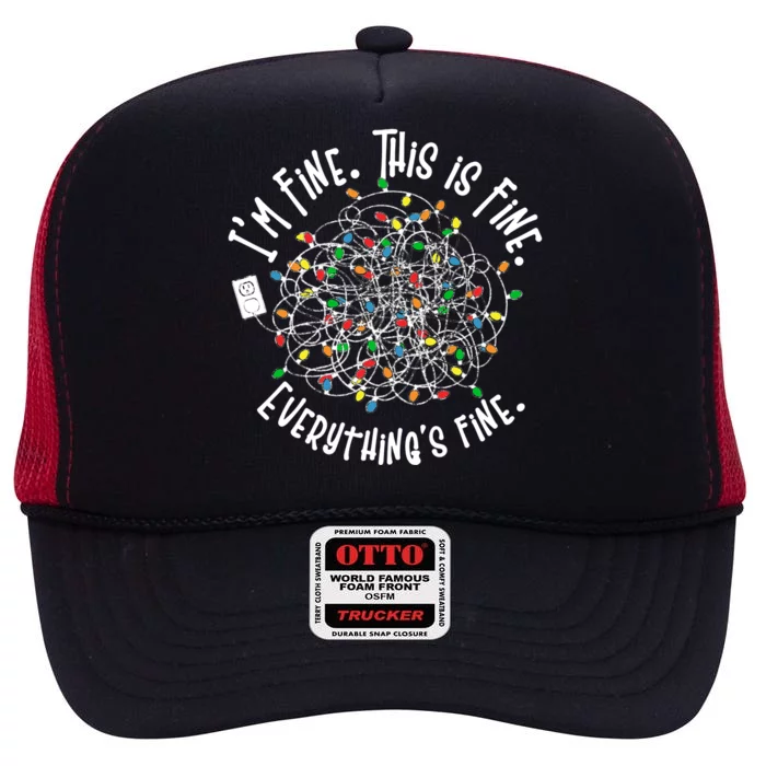 Funny Christmas Problem With Tangled Lights High Crown Mesh Trucker Hat