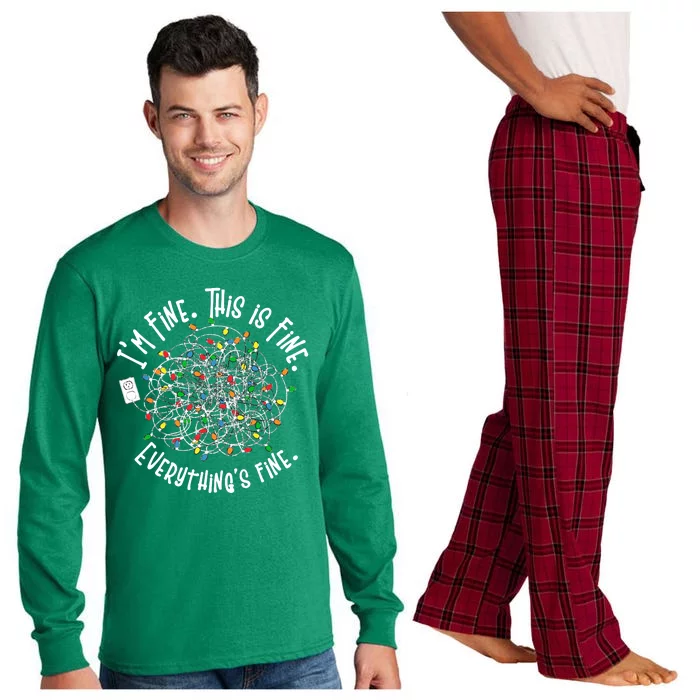 Funny Christmas Problem With Tangled Lights Long Sleeve Pajama Set