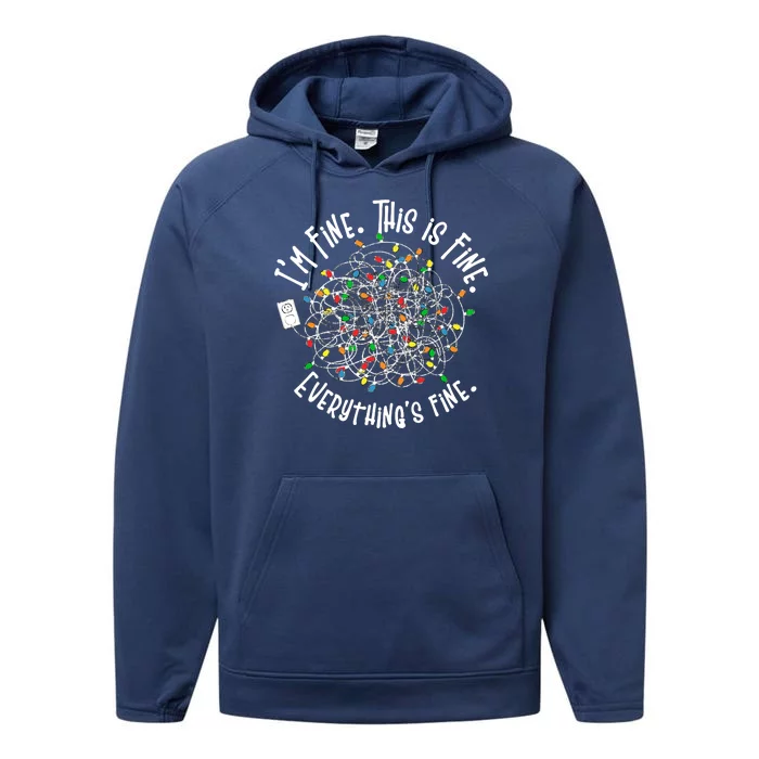 Funny Christmas Problem With Tangled Lights Performance Fleece Hoodie