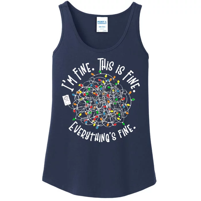 Funny Christmas Problem With Tangled Lights Ladies Essential Tank