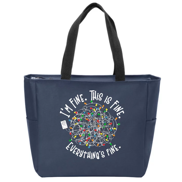 Funny Christmas Problem With Tangled Lights Zip Tote Bag